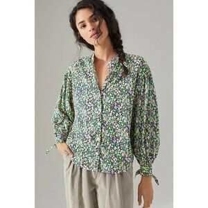 Anthropologie Maeve Ashleigh Puff Sleeve Blouse Buttondown Floral - Size XS